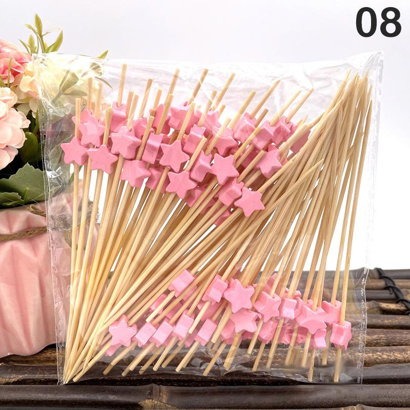 Disposable Bamboo Skewers Food Picks Buffet Cupcake Fruit Fork Party Cake Dessert Salad Vegetable Sticks Toothpick Skewer