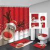 Red Marry Christmas Shower Curtain Santa Claus Printed Waterproof Polyester Bath Curtain For New Year Christmas Bathroom Decor