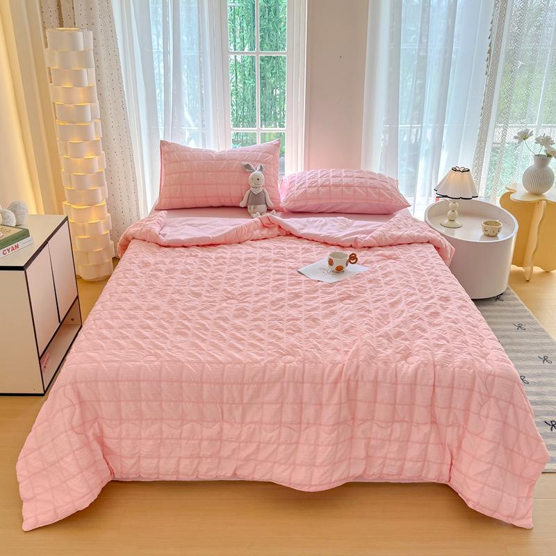 Premium Stylish Gauze Summer Quilt Set - Washable 4-Piece Air Conditioning Thin Quilt for Dorms