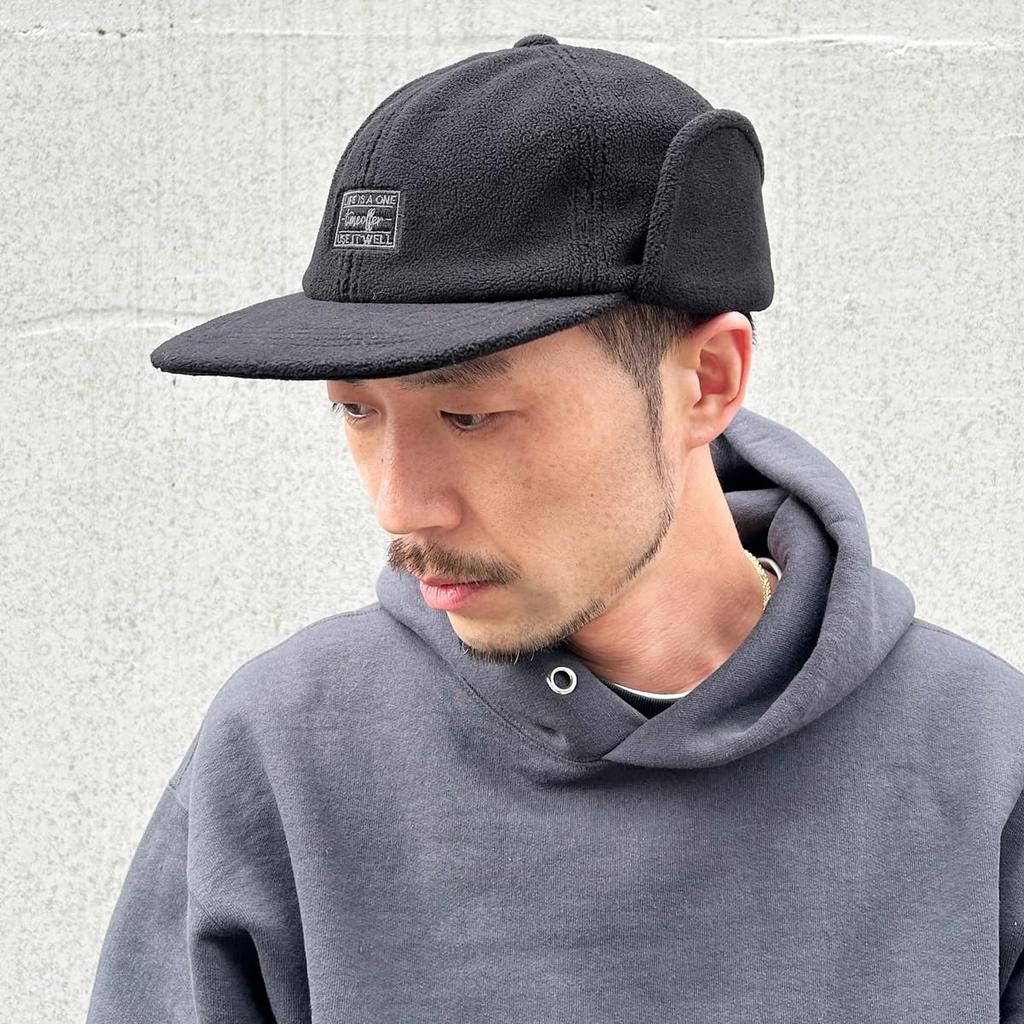 Basic Enchi All Freece Ear Hand Outdoor Fleece Flat Cap with Ears and One Size Fits for Men and Women Cap, Washable, Patch, Moisture-Wicking,