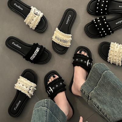 Fashion Shoes Woman 2025 Slippers Flat Luxury Slides Big Size Designer Rubber Slippers Casual Flat Shoes Female Slides Big Size Luxury