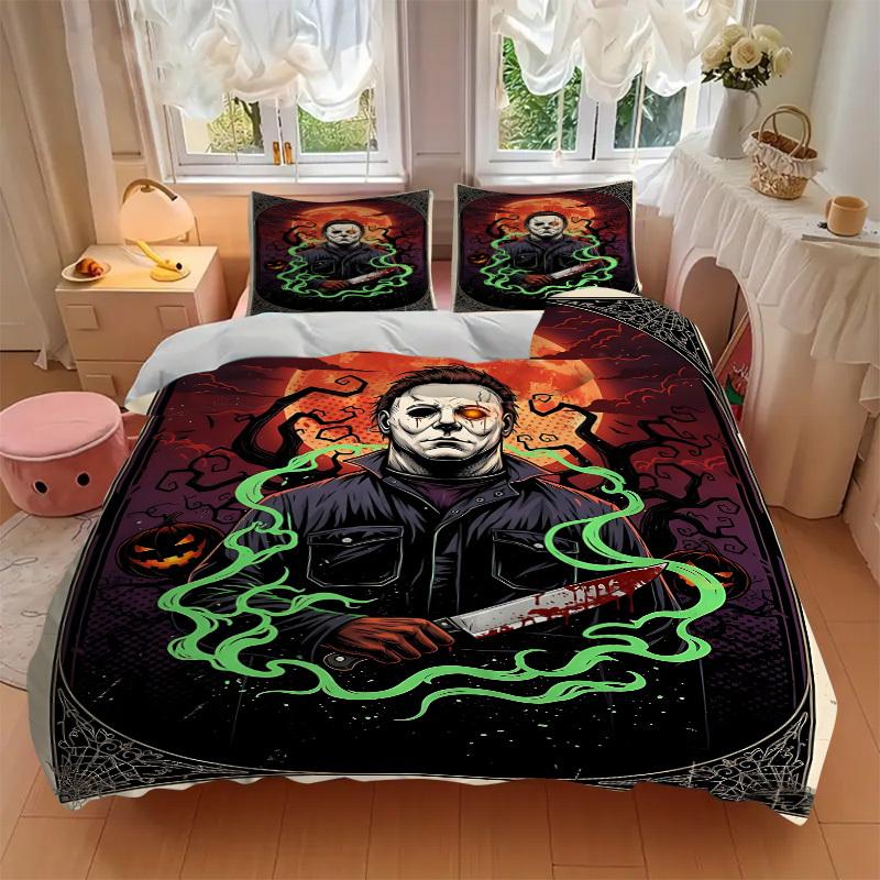 3pcs Horror Knife Duvet Cover Set, 1 Duvet Cover + 2 Pillowcases (No Insert), High-Definition Print, Home & Dorm Set Yy251208059