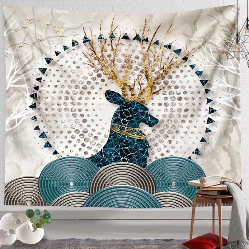 Christmas Elk Deer Tapestry Wall Decor Aesthetic Tapestry Home Decoration College Dorm Room Decor Art Tapestry Wall Hanging Decor