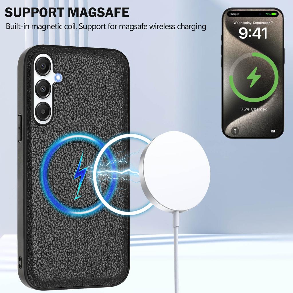 For Samsung Galaxy A54 5G Magnetic Case TPU + PU Leather Phone Back Cover with Detachable Card Holder