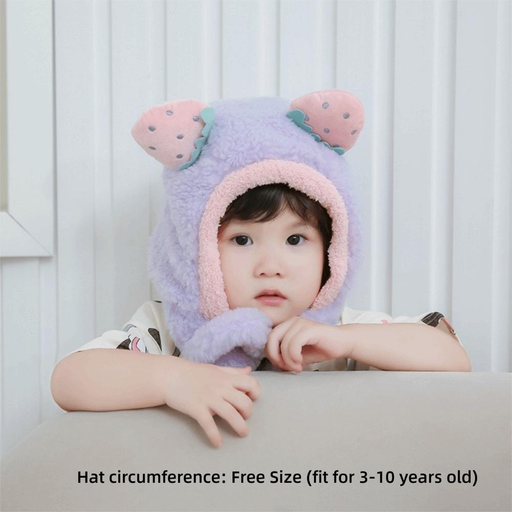 One-Piece Winter Baby Hat Scarf Plush Children Beanies Cap Cute Kids Hat Hooded Scarf