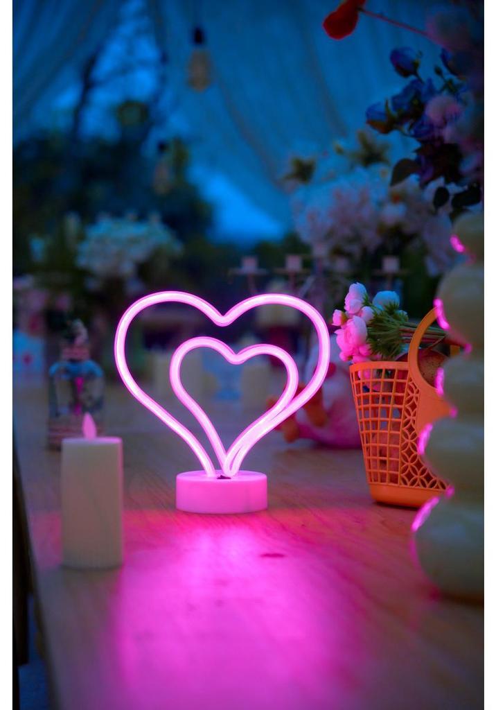 Heart-Shaped LED Neon Desk Lamp for Romantic Bedroom Decor