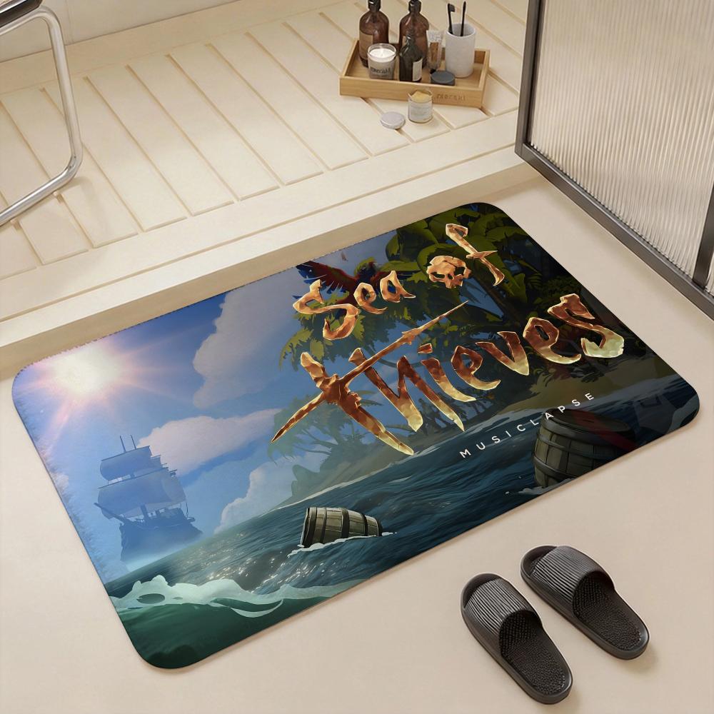 Game G Sea of Thieves Floor Mat Eco  Flannel Doormat Non Slip Odorless Indoor Floor Rug Soft Short Plush Home Mat