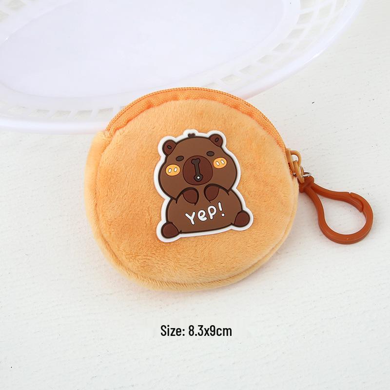 Cute Capybara Cartoon Plush Coin Purse: Portable Kids' Wallet & Storage for Earphones and Lipstick