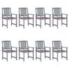 Day and Night - Day and Night Garden Chairs with Cushions 8 Pcs Solid Gray Acacia Wood