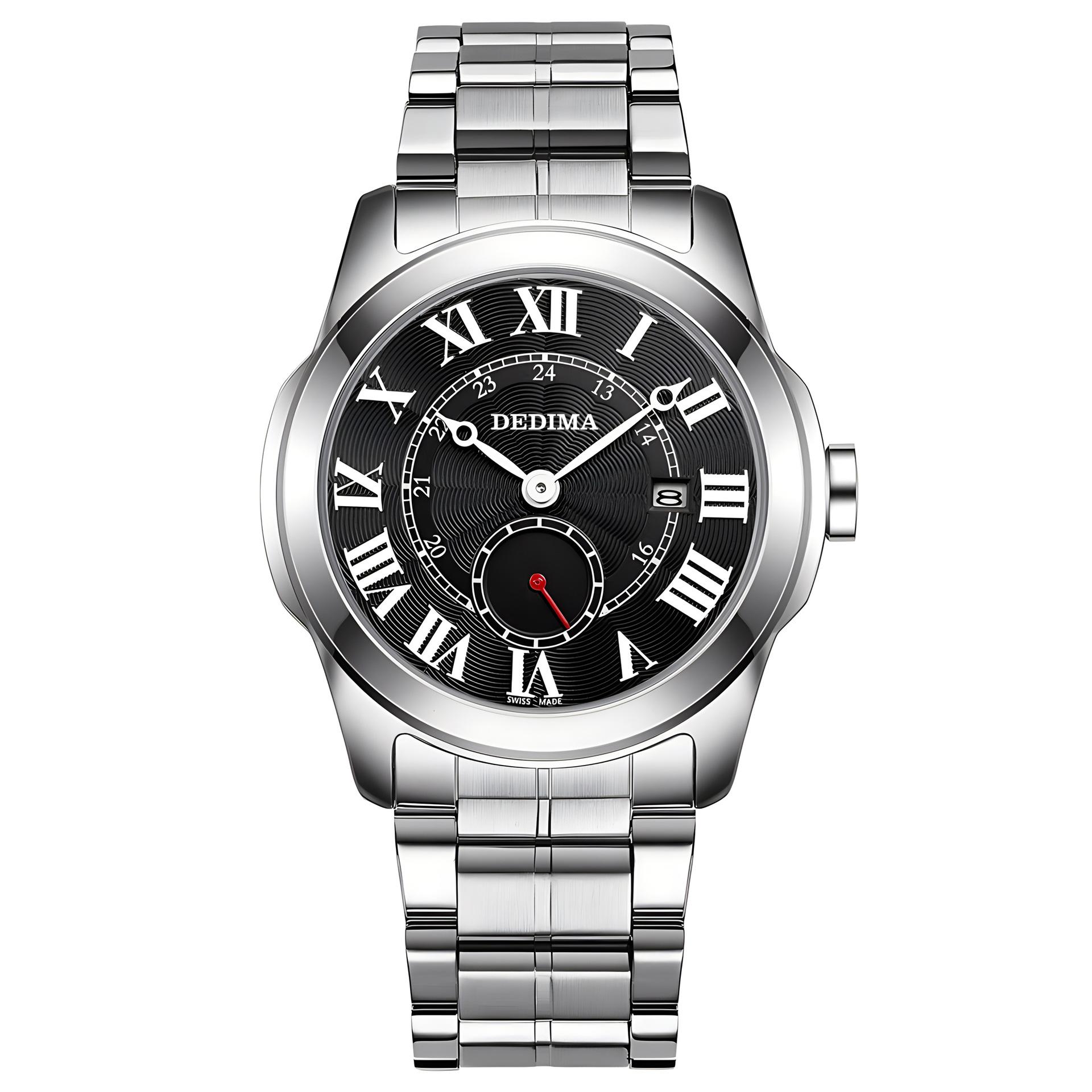 

2024 Новые высококачественные модные римские часы из нержавеющей стали с календарем, водонепроницаемые кварцевые мужские часы с маленькой секундной стрелкой