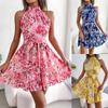 Women Summer Holiday Dress Ladies Boho Beach Loose Floral Ruffles Short Sun Dresses