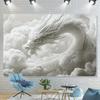 2D Majestätischer Chinesischer Drache Wandteppich Weiße Wolken Mystischer Wandhintergrund
