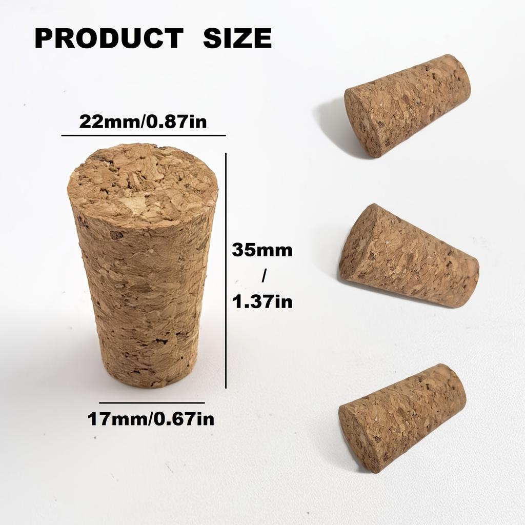 30 Stück Naturkorken, konische Kork-Holz-Bierflaschenverschlüsse für die Weinherstellung, auslaufsichere Holz-Weinflaschenverschlüsse, Ersatzkorken für