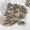 Black & White Checkerboard Shark Hair Clip - Elegant Summer Accessory