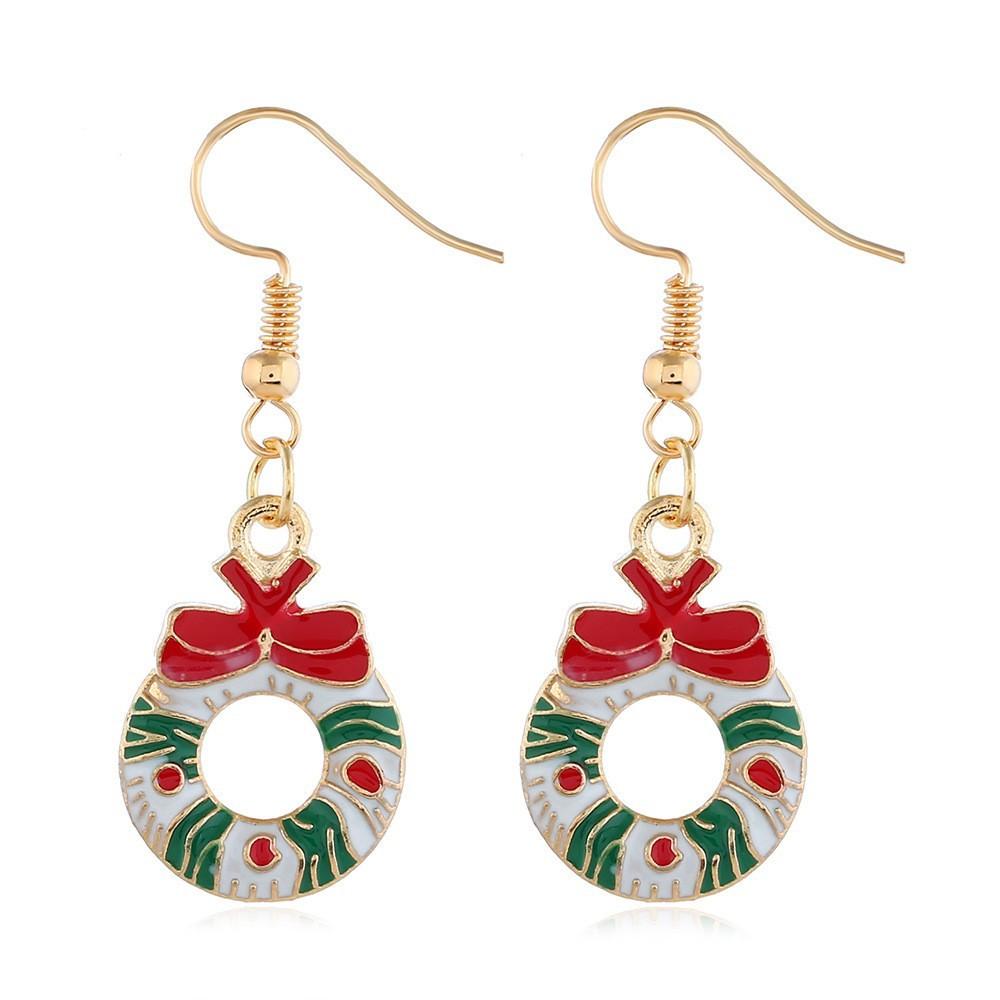 Christmas Santa Snowflake Earrings Cane Candy Bells Elk Earrings Christmas Hat Earrings