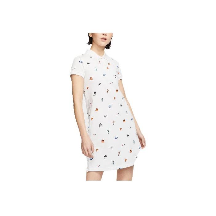Nike Dri-Fit Cartoon Print Casual Short Sleeve Dress Women Dresses White Jewel-Orange CT2945-100
