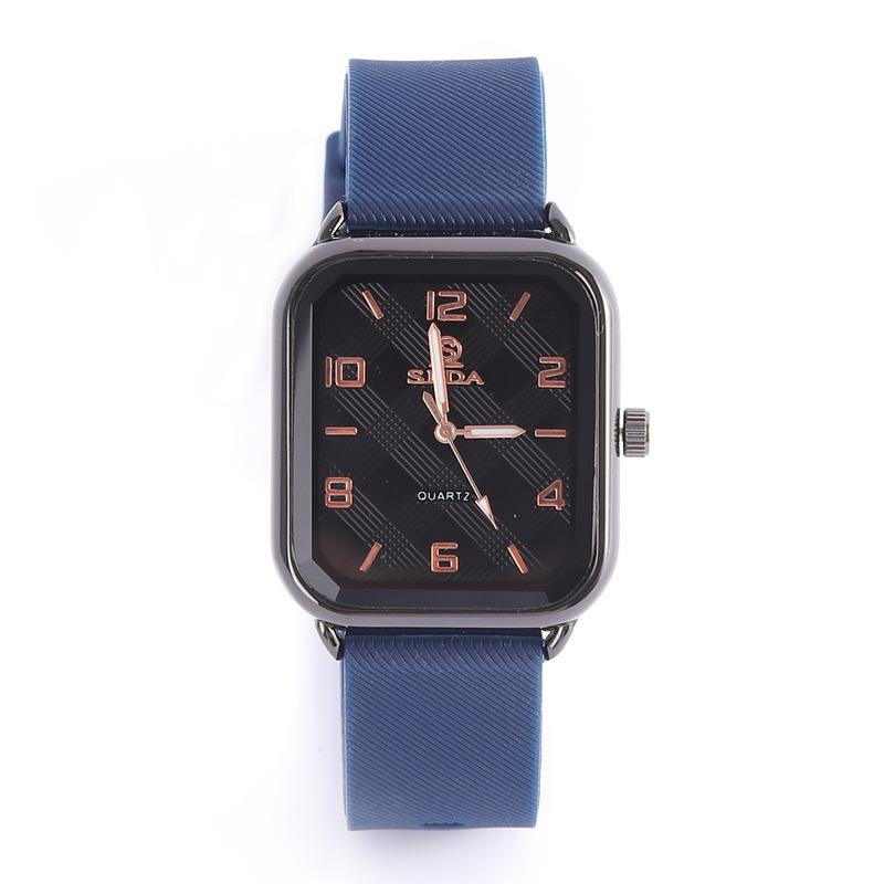 Rectangle Personality Digital Men'S Watch Student Fashion Casual Silicone Strap Quartz Watch Men