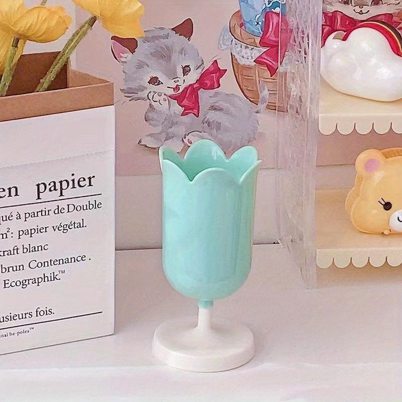 1pc Tulip Pen Holder, Flower Cup, Girl's Tube, Makeup Brush Storage Bucket