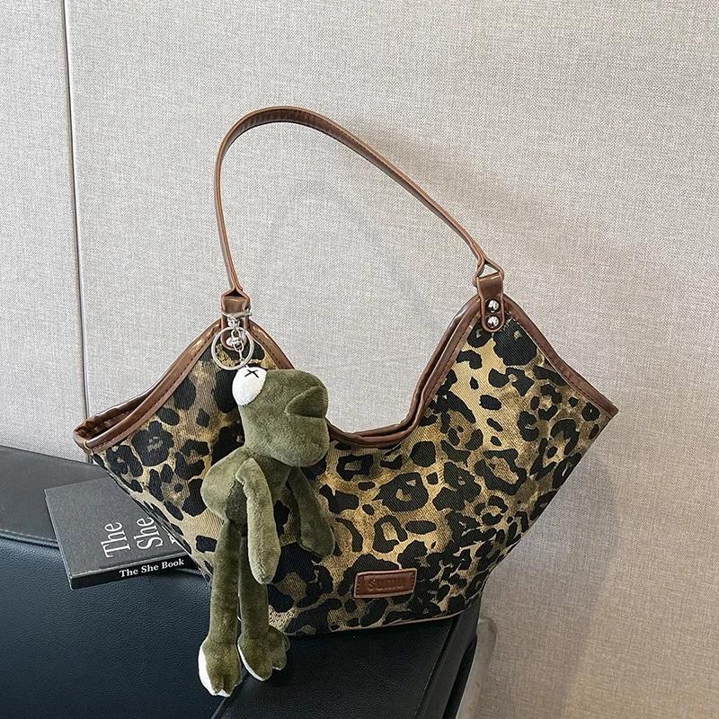 

Винтажная сумка с леопардовым принтом для женщин, вместительная сумка через плечо для работы и поездок на работу, новый осенний модный тренд
