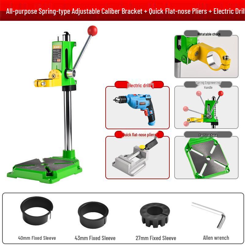 Multi-Functional Rotary Drill Stand Converts to Mini Bench Drill and Hole Punch Press
