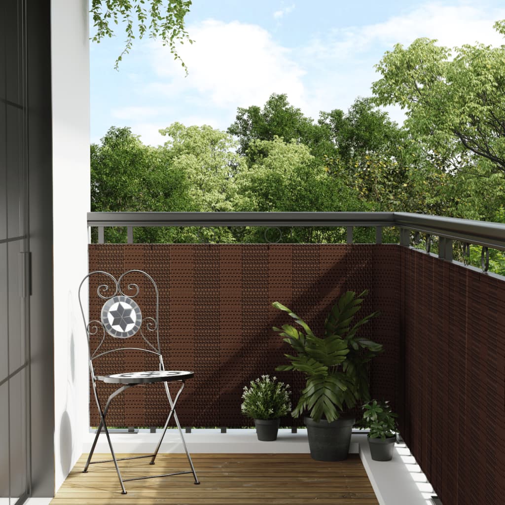 Vidaxl Parawan Balkonowy, Brązowo-Czarny, 600X80 Cm, Polirattan