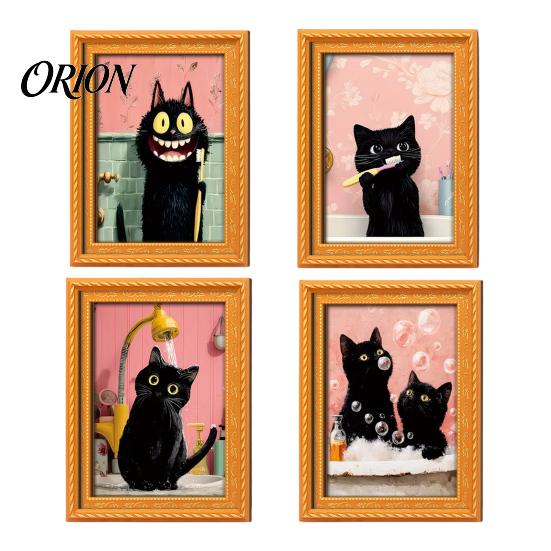 Autumn Home Decorations Wooden Black Cat Fridge Magnet, Seasonal Cartoon Kitchen Bathroom Decor, Spooky Gifts Cute Theme Photo Frame Magnets, Fun Gift