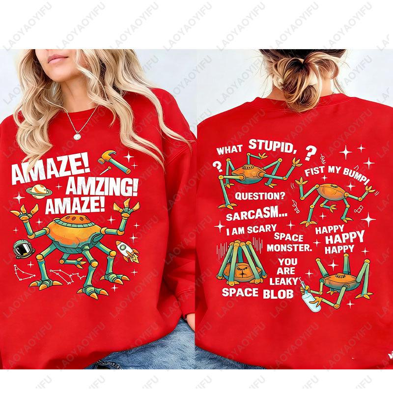Funny Amaze Amaze Amaze Round-neck Sweatshirt Hail Mary Book Sweatshirt Retro Alien Long Sleeve Sci Fi Lovers Gift Funny Shirt