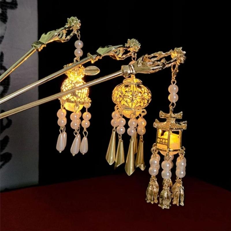 Elegant Hairpin With LED Light Ancient Chinese Style Hair Stick Styling Accessory For Women Traditional Hairstyles