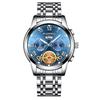 Orologio da uomo FenZun con Tourbillon Volante Nero e Cinturino in Acciaio con Diamanti Neri
