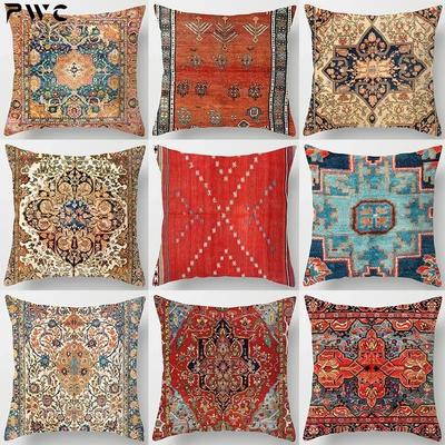 Persian Turkish Carpet Pattern Pillowcase Persian Cushion Case  Home Decorative Lumbar Pillow Cover Sofa Car Cushion Cover Decor