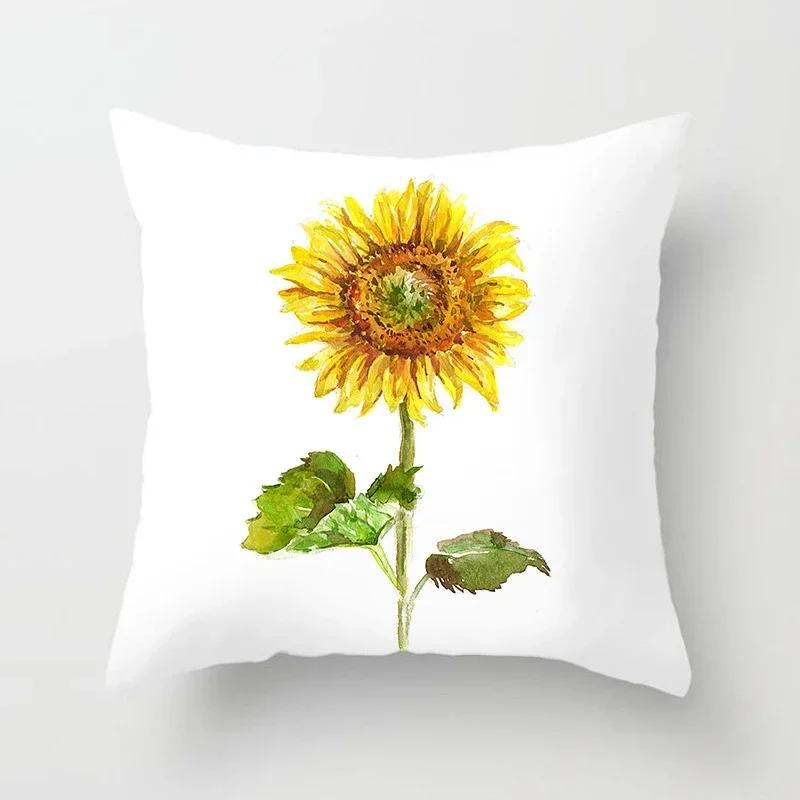 Kissenbezug mit Sonnenblumen-Druck Sofa Heim Dekoratives Kissen s Druckbezug Prachtvolle Blume Pflanze