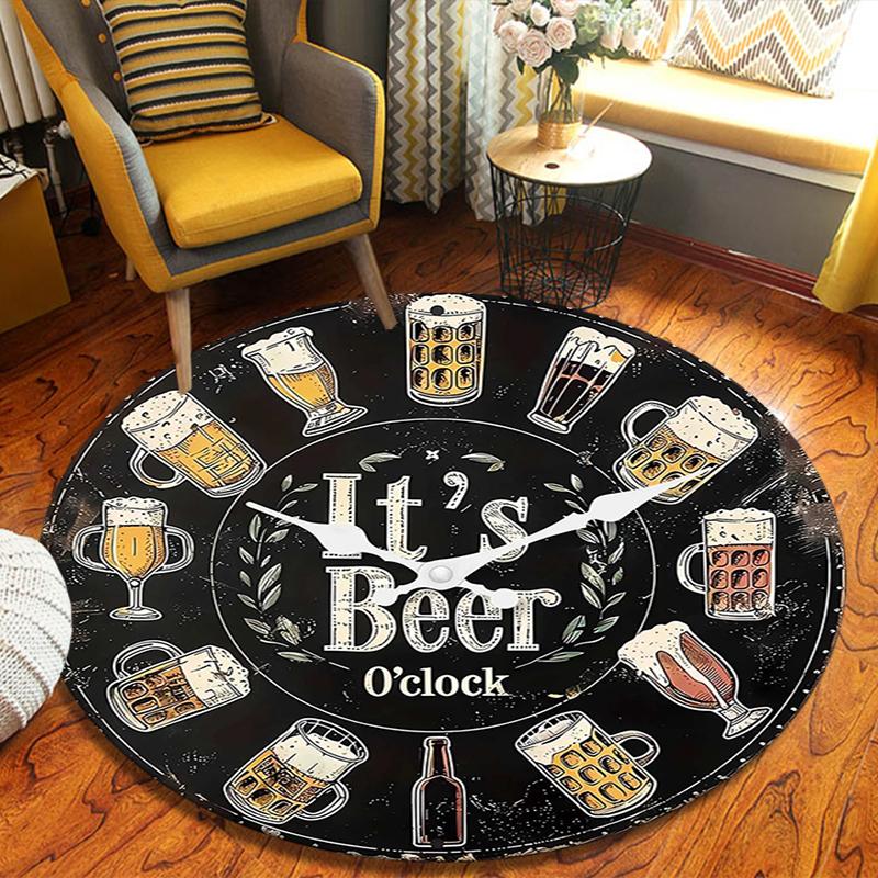 Beer Coffee Round Area Rug,Carpet Rug for Living Room Bedroom Sofa Playroom Decor,Non-slip Floor Mat 80cmx80cm