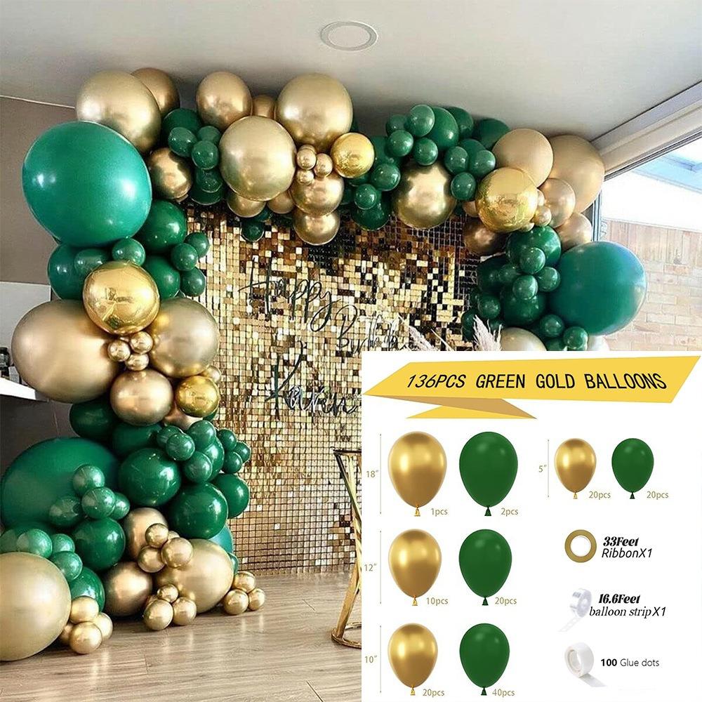 Forest Series Green Balloon Chain Set Children'S Birthday Theme Party Decoration Jungle Arrangement Balloon
