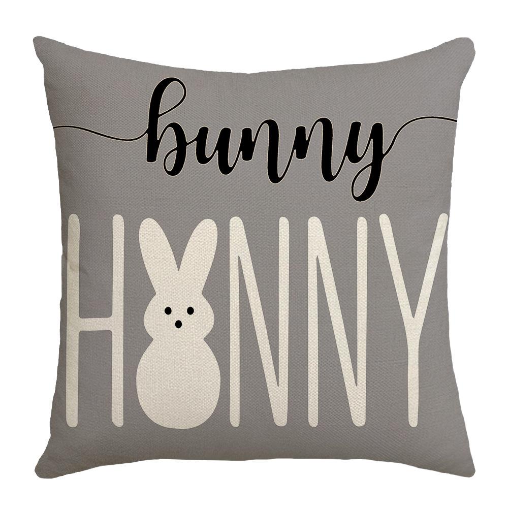 Easter Festive Atmosphere Bunny Letter Print Pillow Case Home Decoration Sofa Cushion Cushion