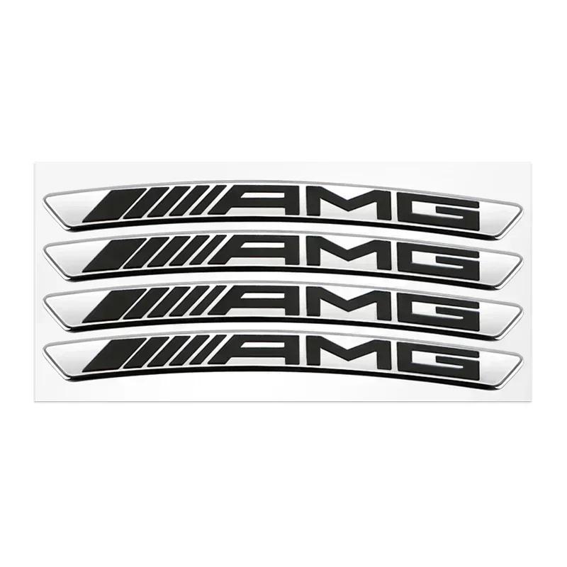 UKY5   3D Aluminum Car Styling Wheel Rim Sticker Car Refit Accessorie For Mercedes Benz AMG A B R G Class GLK GLA CLA GLB GLC C200 E200