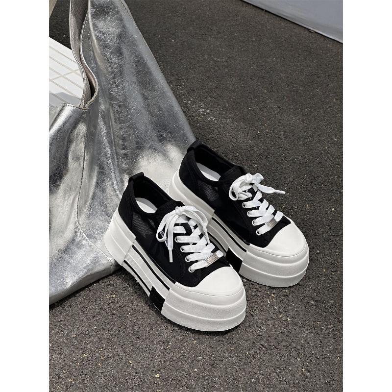 

Thick-soled mesh shoes women s summer new niche versatile biscuit shoes heightening simple sports board shoes 40 чорний