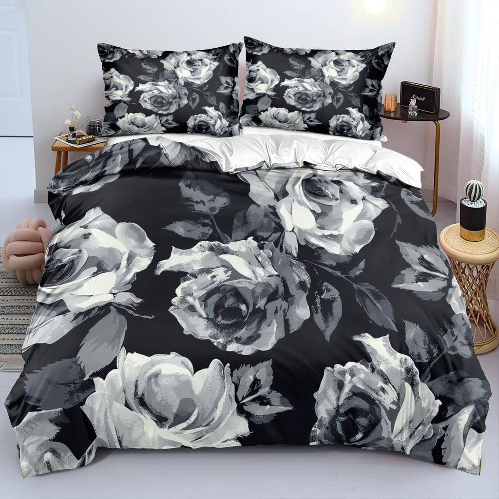 3pcs Duvet Cover Plants Flowers 3D Print Bedding Set Zipper Closure Ultra Soft Microfiber Kids Boys Girls Teens+2 Pillowcases