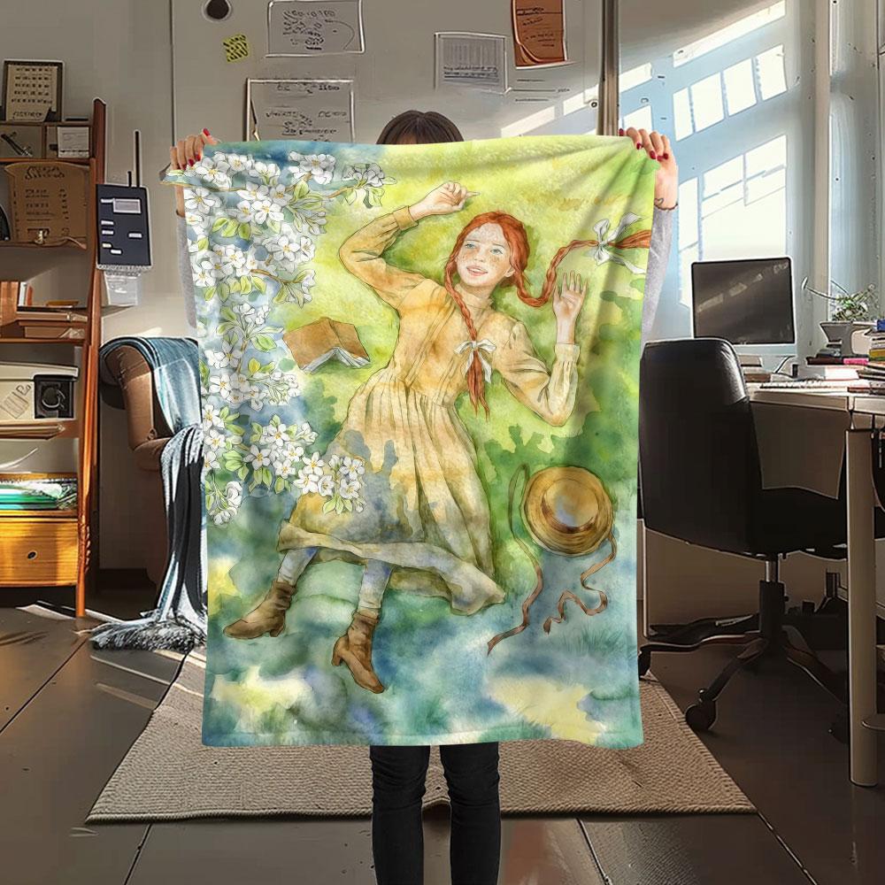 Anne Printed Flannel Blanket, soft throw for bedroom sofa, washable, Christmas present, great gift.