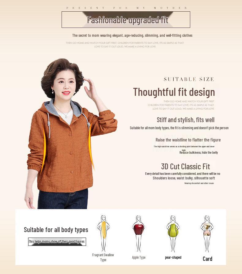 Spring Hooded Jacket & Wide-Leg Pants Set for Stylish Middle-Aged Women