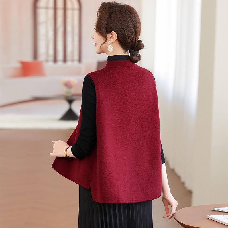 New 2026 Spring Wool Vest for Middle-Aged and Elderly Women - Red Mother's Vest