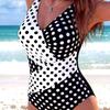 1011 women's one-piece swimsuit polka dot European and American popular new backless beach vacation style