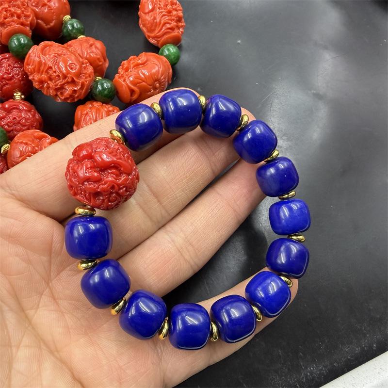 Браслет Agate Lane Red Faux Jade Pixiu & Blue Abacus Bead Money Lover