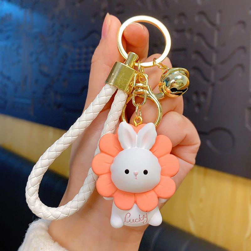 

Sunflower Bunny Keychain Female Exquisite Cute Car Key Pendant Couple Schoolbag Pendant Small Gift opp bag packaging