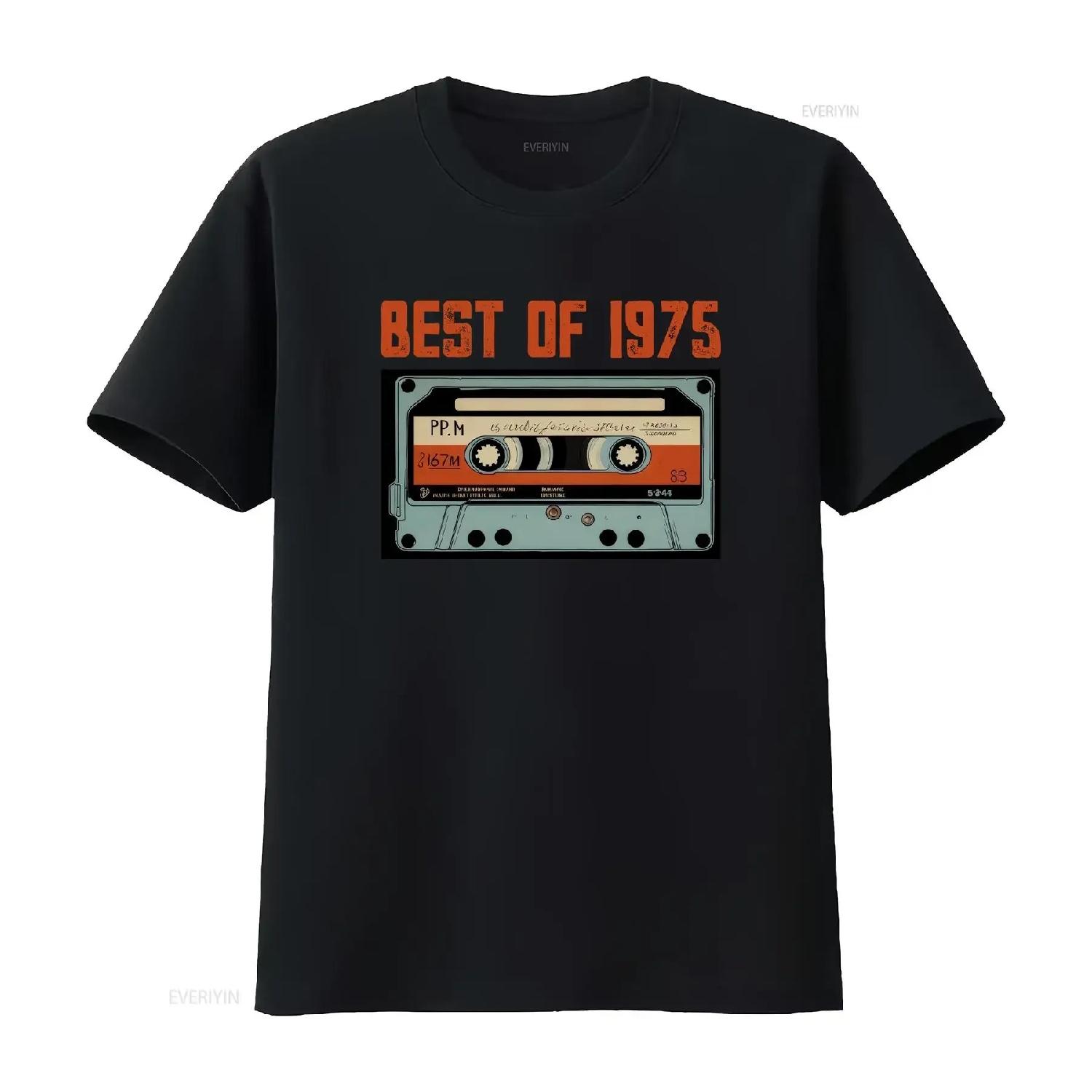 Best 1975 Vintage Design 50th Birthday T Shirt with Cassette Retro for Men and Women Anniversary Oldschool vintage Washed S