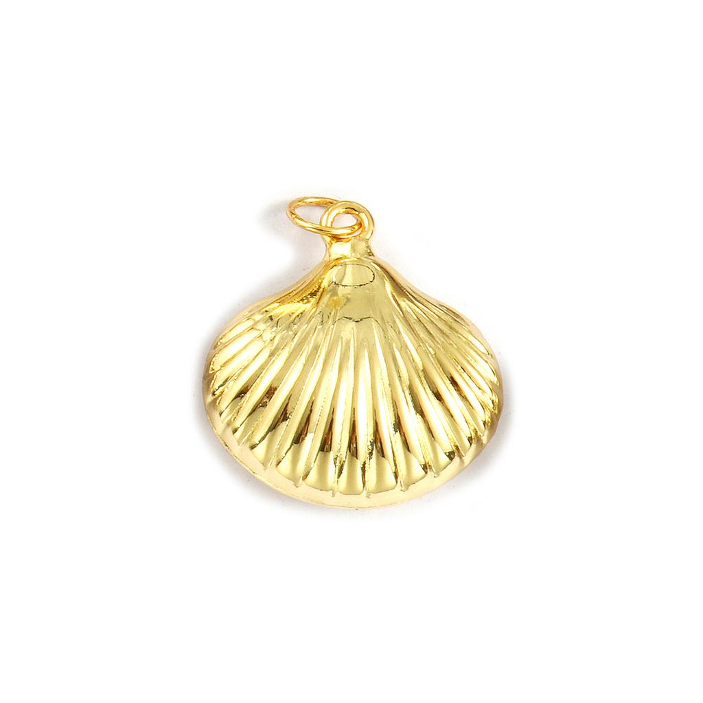 2 PCs Brass Charms Gold Plated Heart Shell Charms Pendants For DIY Necklace Bracelet Earrings Jewelry Making Findings