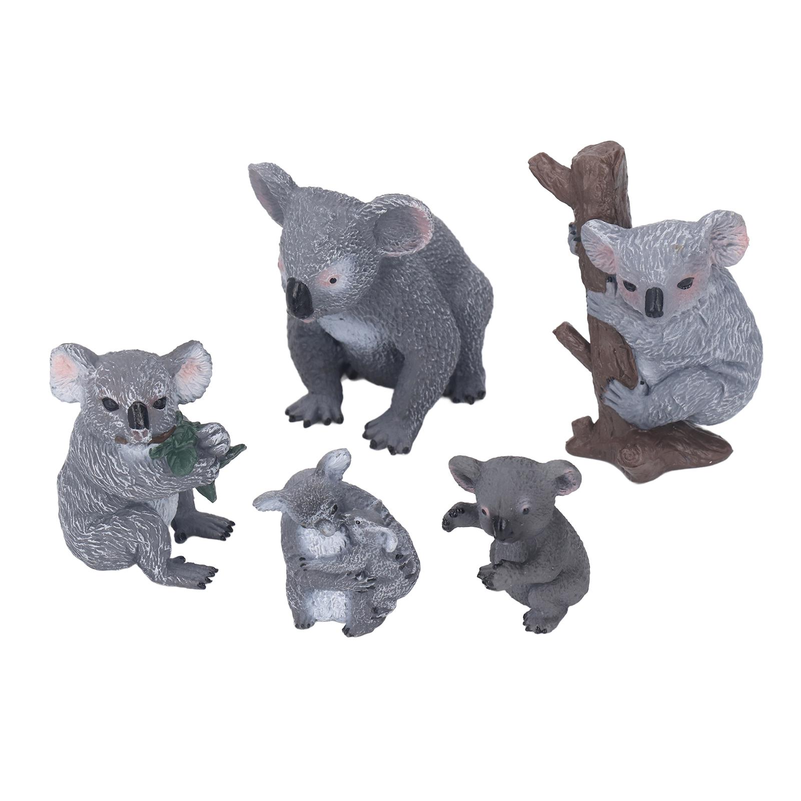 

5 шт. фигурка коалы, милые разные стили, реалистичные, богатые детали, мягкая пластиковая фигурка коалы для дома