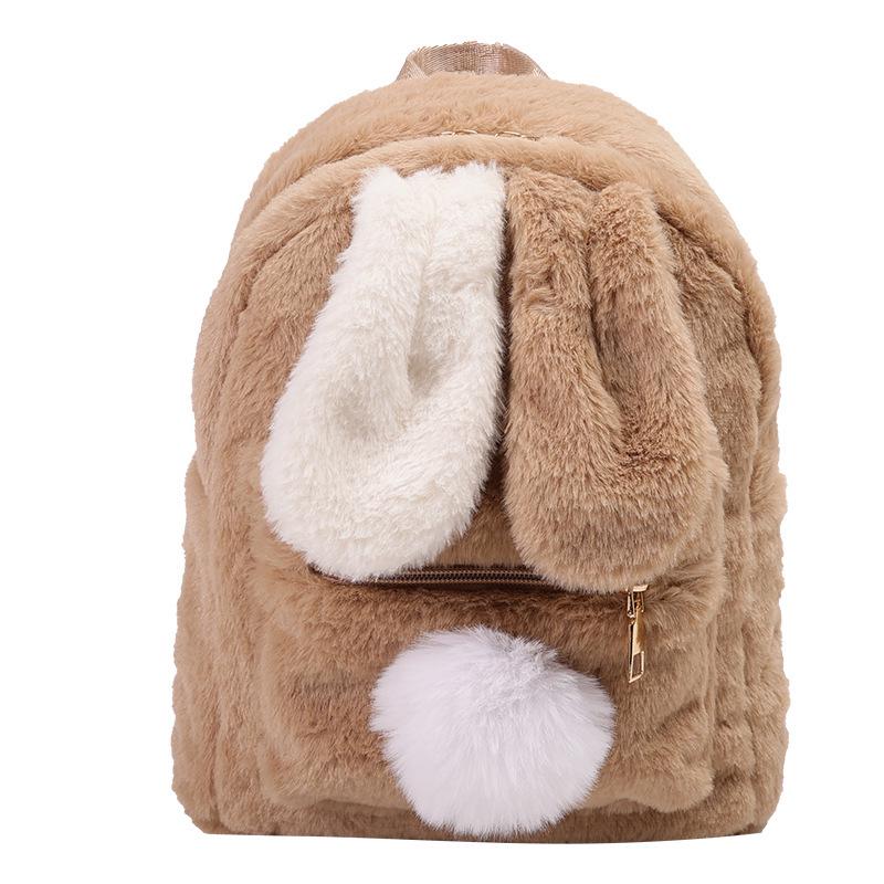 2025 Cute Rabbit Ears Backpack: Japanese & Korean Harajuku Style, Large Capacity, Fuzzy Crossbody Bag for Girls