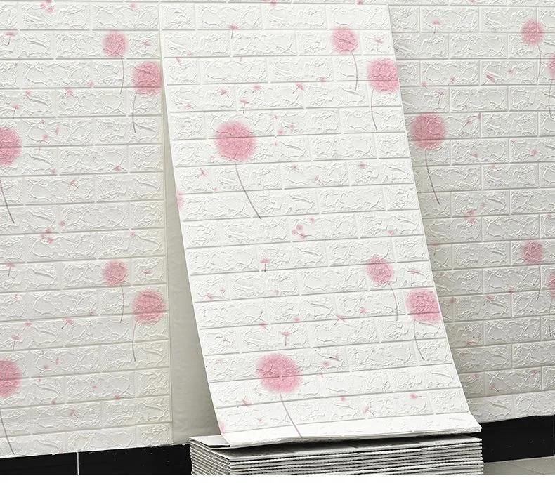 3D Self-Adhesive Wall Cover 70Cm*10M Continuous Water-Repellent Imitation Brick Wall Decals Wallcovering Living Room Home Decoration