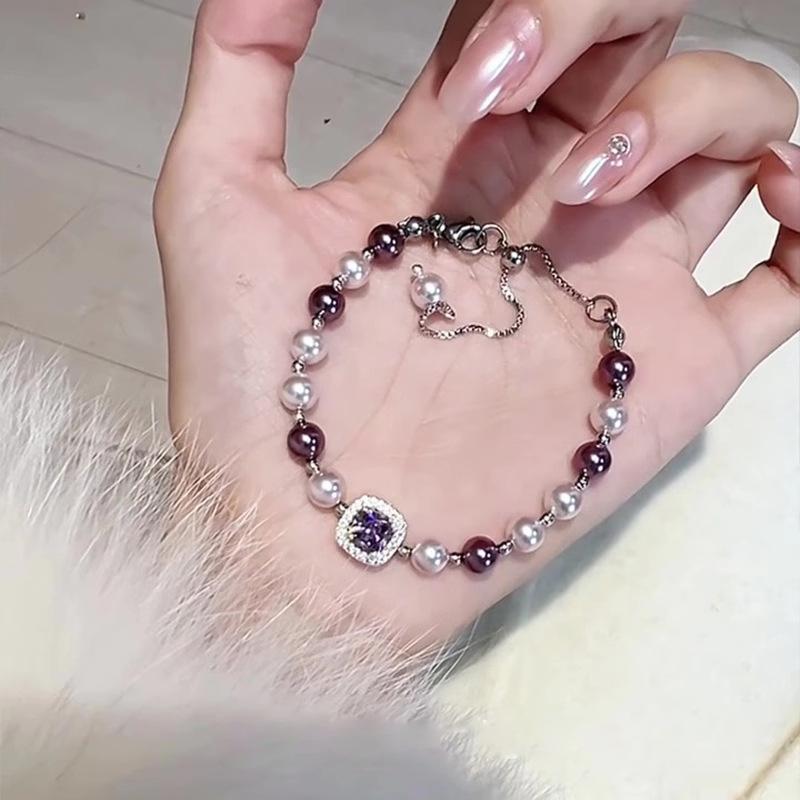 Женский браслет в стиле новой китайской роскоши Purple Pearl Sugar Cube