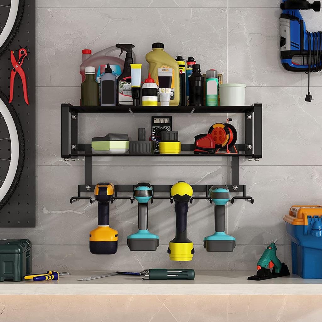 Power Tool Rack Electric Drill Holder Wall Mount Organizer Wrench Tool Workshop Screwdriver Power Storage Shelf Accessories